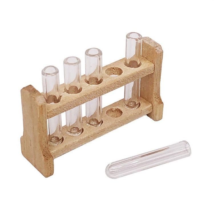 3 ensembles 1:12 mini maison de poupée laboratoire tube en verre support à éprouvettes modèle de scène de jeu alimentaire miniature, tube en verre test