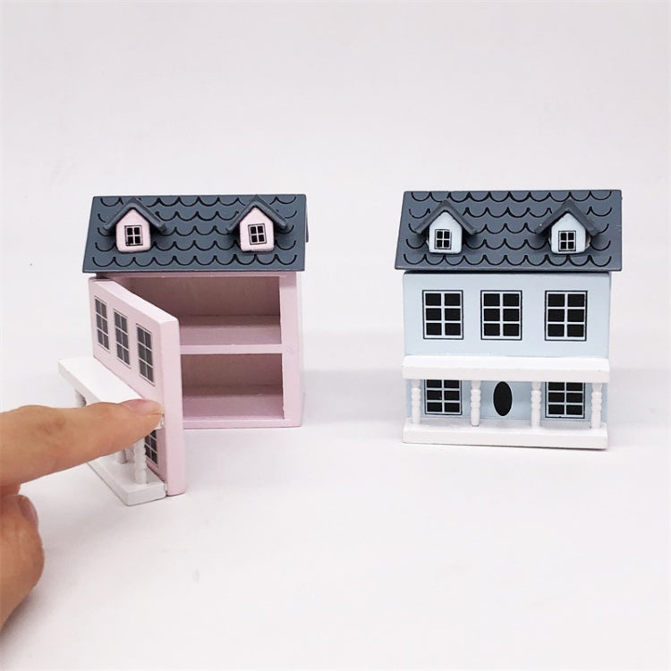 Mini maison de poupée 1:12 Villa de poche mignonne, Rose, Bleu