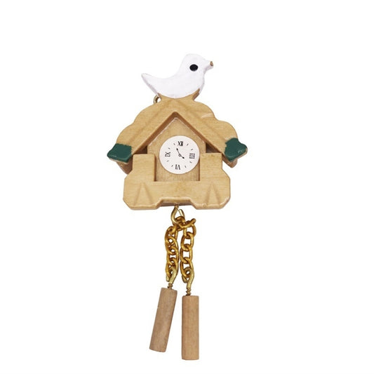 3 PCS 1:12 mini Maison de Poupée Horloge Murale en Bois Horloge Coucou Maison Jouet Simulation Horloge Modèle, Horloge de Simulation