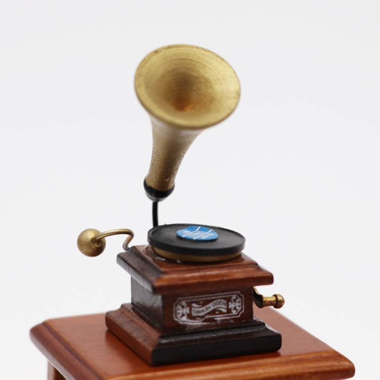 1:12 Jouet de simulation miniature pour maison, Gramophone rétro avec disque, Gramophone rétro avec disque