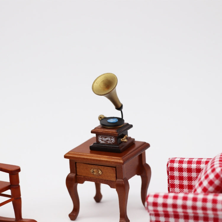 1:12 Jouet de simulation miniature pour maison, Gramophone rétro avec disque, Gramophone rétro avec disque