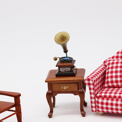 1:12 Jouet de simulation miniature pour maison, Gramophone rétro avec disque, Gramophone rétro avec disque