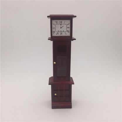 1/12 Mini maison jouet, simulation d'horloge vintage en acajou, horloge vintage