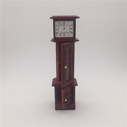 1/12 Mini maison jouet, simulation d'horloge vintage en acajou, horloge vintage
