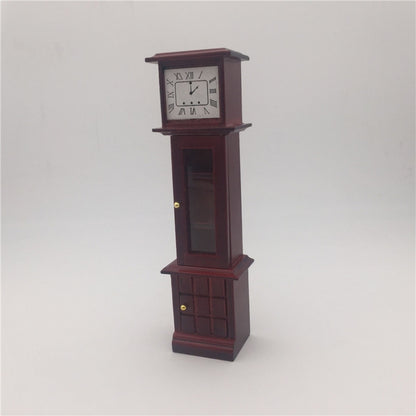 1/12 Mini maison jouet, simulation d'horloge vintage en acajou, horloge vintage