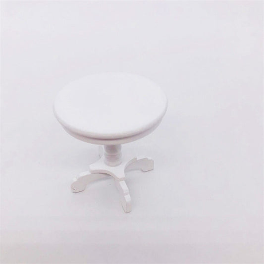 1:12 Mini Maison de poupée de poche Meubles Décoration Table Ronde, Blanc, Noyer, Acajou, Couleur bois, Bois brut