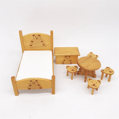 1:12 Mini Maison de Poupée de Poche Chambre d'Enfant Petit Ensemble de Lit Ours, Ensemble de Lit Ours