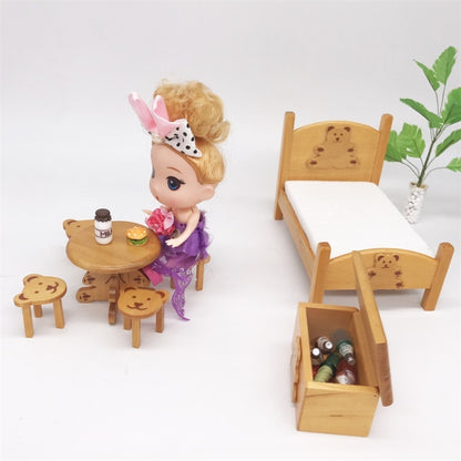 1:12 Mini Maison de Poupée de Poche Chambre d'Enfant Petit Ensemble de Lit Ours, Ensemble de Lit Ours