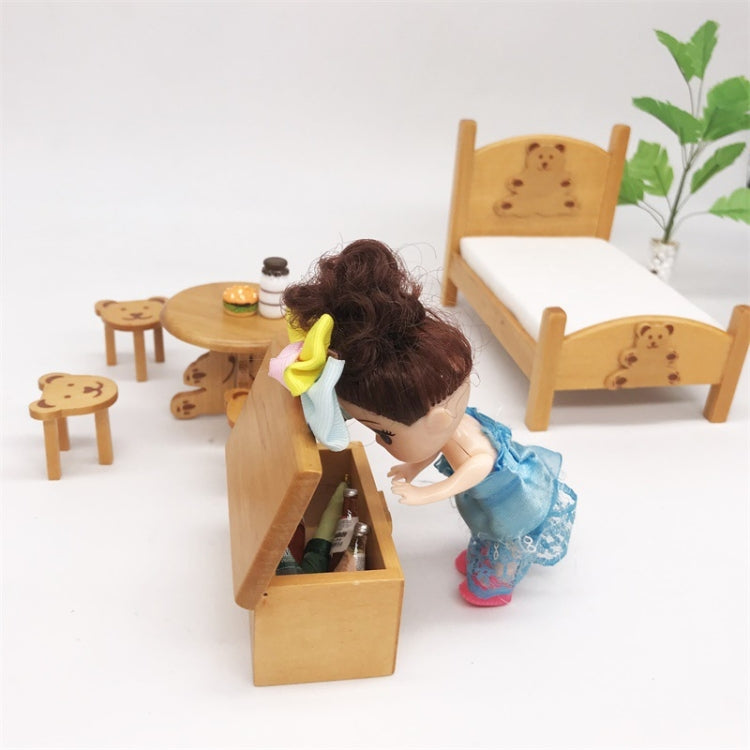 1:12 Mini Maison de Poupée de Poche Chambre d'Enfant Petit Ensemble de Lit Ours, Ensemble de Lit Ours