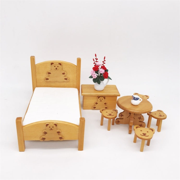 1:12 Mini Maison de Poupée de Poche Chambre d'Enfant Petit Ensemble de Lit Ours, Ensemble de Lit Ours