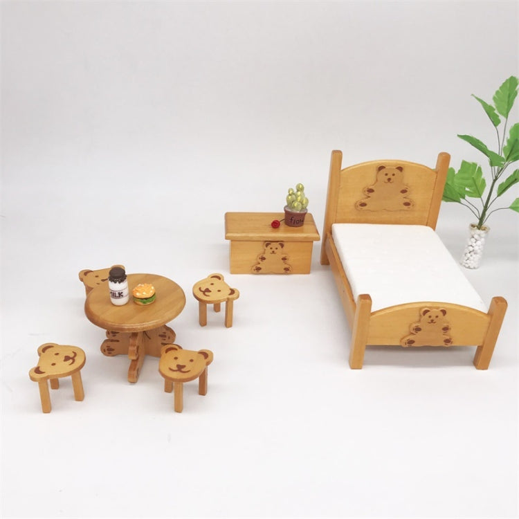 1:12 Mini Maison de Poupée de Poche Chambre d'Enfant Petit Ensemble de Lit Ours, Ensemble de Lit Ours