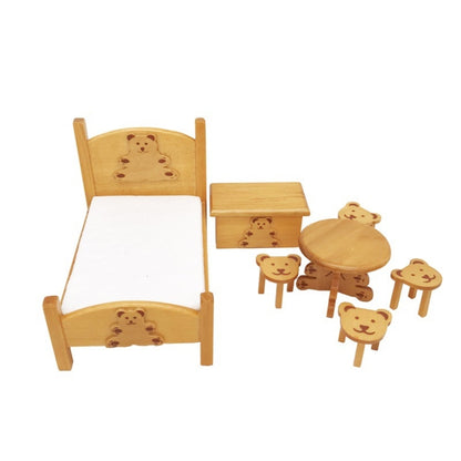 1:12 Mini Maison de Poupée de Poche Chambre d'Enfant Petit Ensemble de Lit Ours, Ensemble de Lit Ours