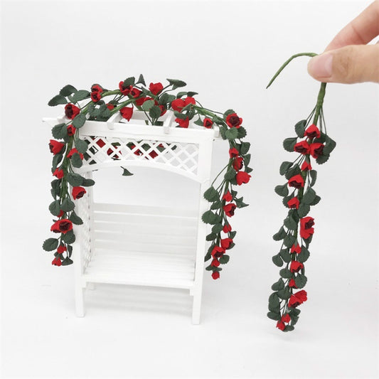 1:12 Miniature Maison Jouet Simulation Corde de Rose pour Chevalet Balançoire Scène de Jardin, Corde de Rose Balançoire
