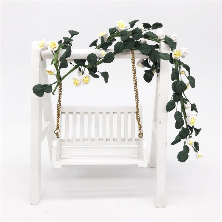 1:12 Miniature Maison Jouet Simulation Corde de Rose pour Chevalet Balançoire Scène de Jardin, Corde de Rose Balançoire