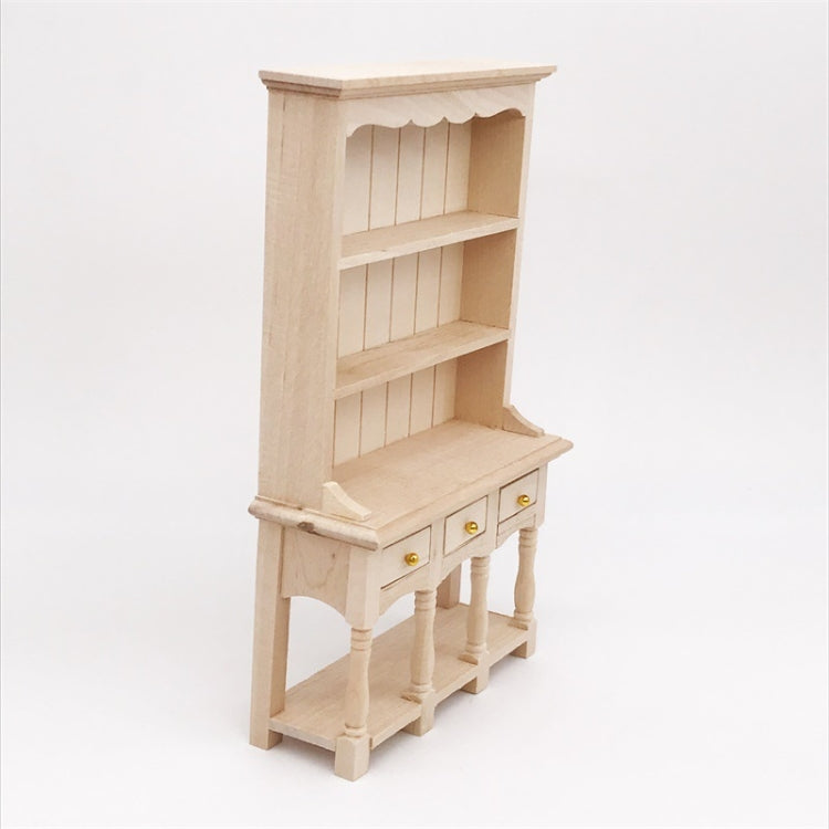 Dollhouse Furniture Miniature Study Room Decoration Wooden Bookcase Cabinet with Drawers, Wooden Bookcase