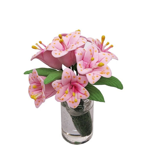1:12 mini maison de poupée meubles de maison de poupée décoration de poche arrangements de fleurs lys, fleurs lys