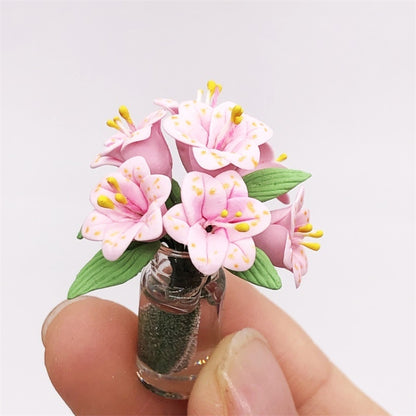 1:12 mini maison de poupée meubles de maison de poupée décoration de poche arrangements de fleurs lys, fleurs lys