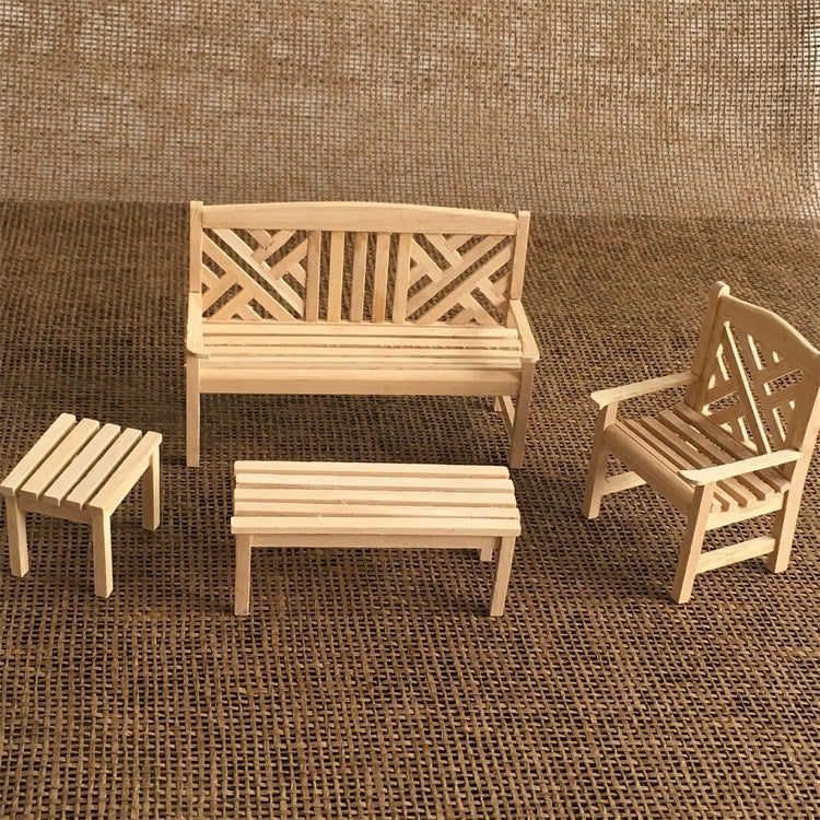 4 PCS / Ensemble 1:12 Maison de Poupée Mini Meuble Modèle Chaise de Jardin Extérieur Tabouret, Chaise de Jardin Extérieur