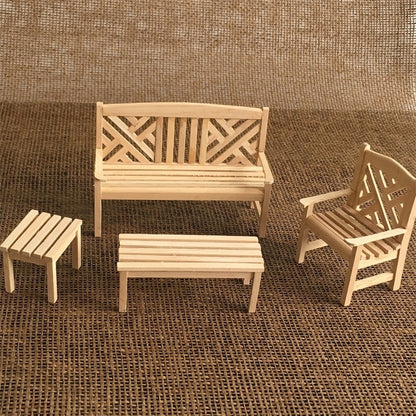 4 PCS / Ensemble 1:12 Maison de Poupée Mini Meuble Modèle Chaise de Jardin Extérieur Tabouret, Chaise de Jardin Extérieur
