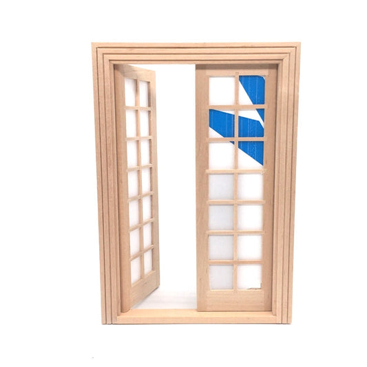2 pièces 1:12 Maison de poupée Bricolage Mini porte et fenêtre Matériel simple Double porte à 28 carreaux, 2 pièces Double porte à 28 carreaux