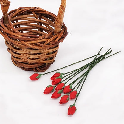 10 PCS 1:12 Mini House Toy Simulation Rose Bone for Garden Living Room, Rose Bone