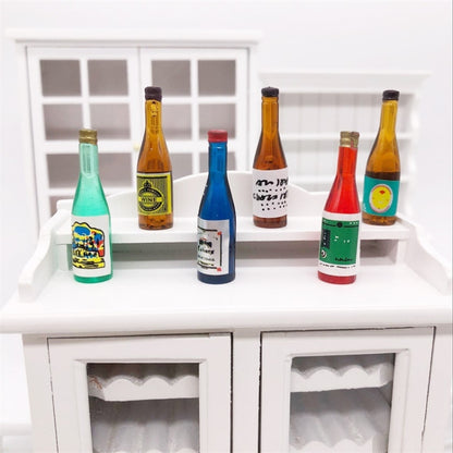 18 PCS / 3 Pack  1:12 Mini Dollhouse Pocket Simulation Fruit Wine Drink Bottle Ornaments Model, Wine Drink Bottle