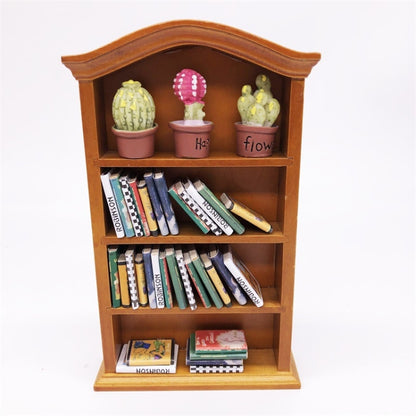 1:12 Mini House Toy Simulation Furniture Wooden Bookcase Mini House Toy, Wooden Bookcase