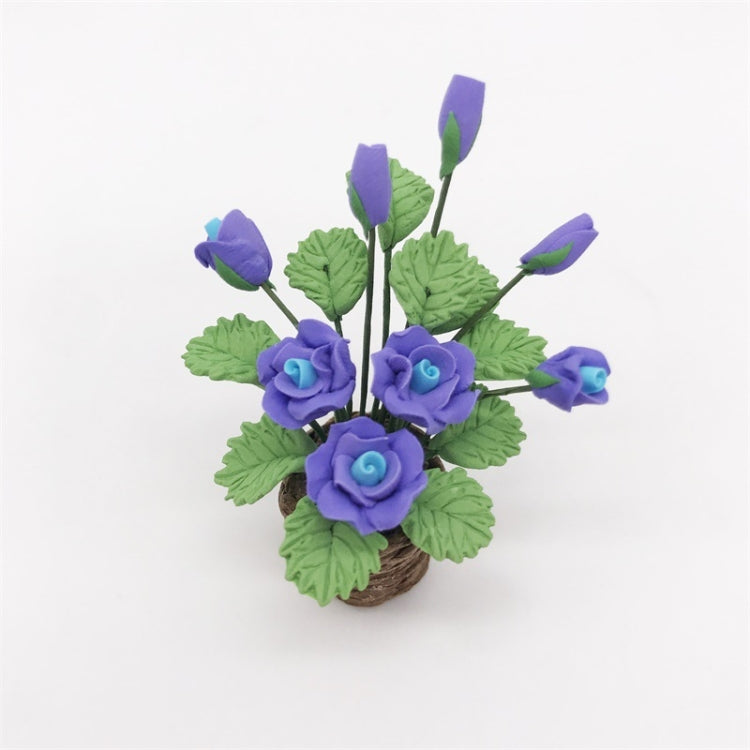 1:12 Mini House Toy Simulation Purple Rose Flowers Model Toy, Purple Rose Flowers