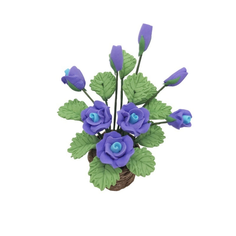 1:12 Mini House Toy Simulation Purple Rose Flowers Model Toy, Purple Rose Flowers