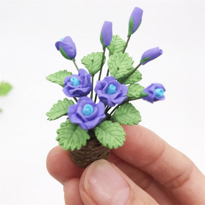1:12 Mini House Toy Simulation Purple Rose Flowers Model Toy, Purple Rose Flowers