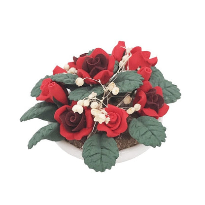 1:12 Mini House Toy Simulation Flower Potted Rose Bauble for Garden, Rose