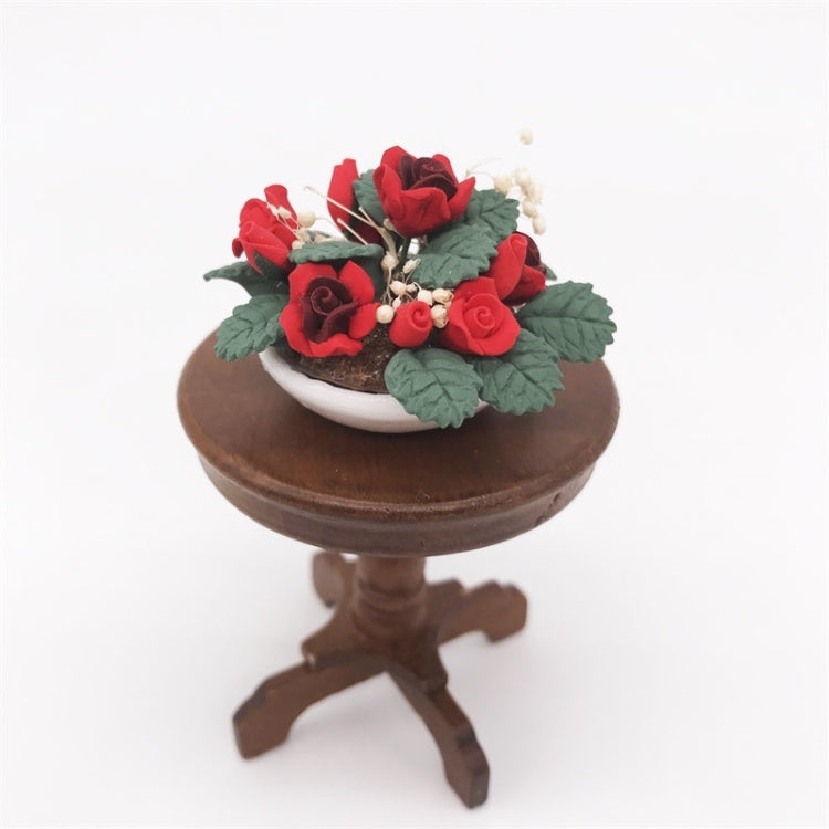 1:12 Mini House Toy Simulation Flower Potted Rose Bauble for Garden, Rose