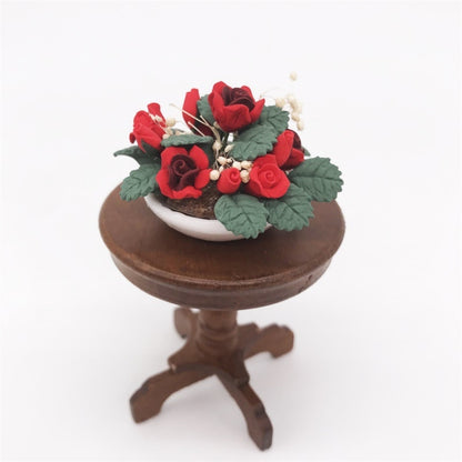 1:12 Mini House Toy Simulation Flower Potted Rose Bauble for Garden, Rose