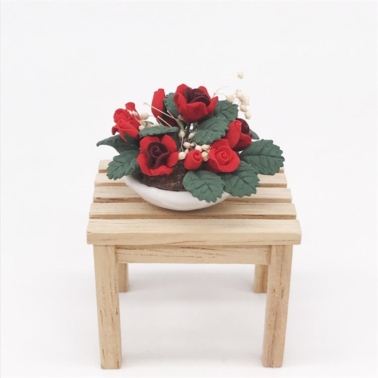 1:12 Mini House Toy Simulation Flower Potted Rose Bauble for Garden, Rose