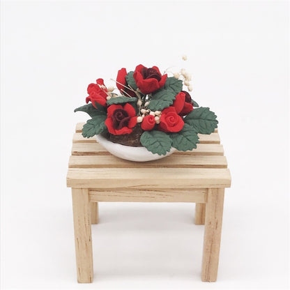 1:12 Mini House Toy Simulation Flower Potted Rose Bauble for Garden, Rose