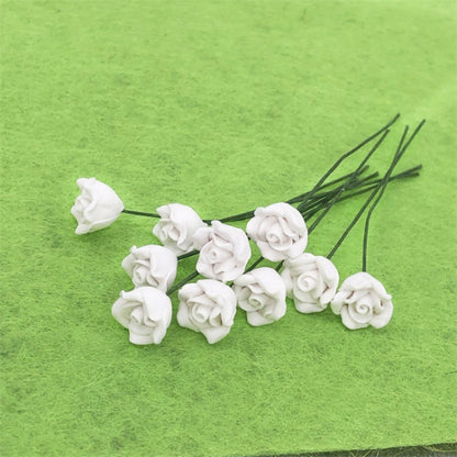 10 PCS 1:12 Mini Doll House Garden Bedroom Scene Decoration Roses, White