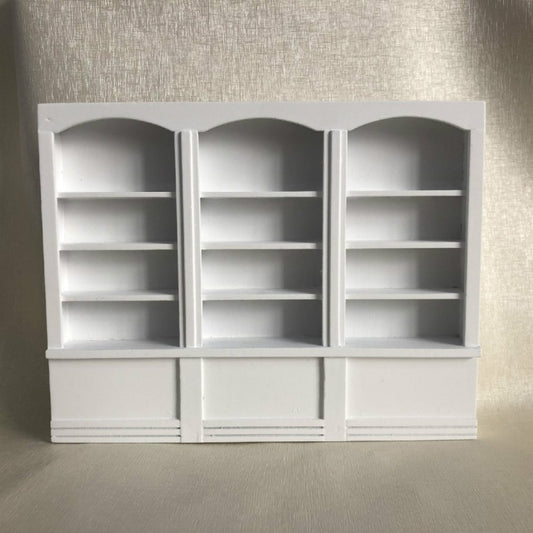 1:12 Mini House Toy Simulation Triple Display Cabinet, White, Red