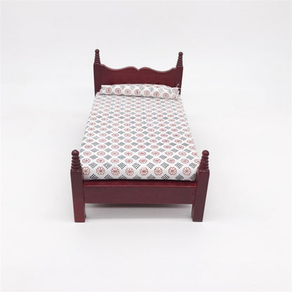 1:12 Mini House Toy Pocket Furniture Simulation Single Bed, Single Bed