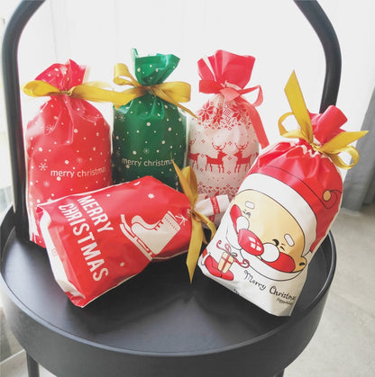 50pcs / Pack Christmas Gift Bag Candy Biscuit Drawstring Bundle Christmas Cookie Bag