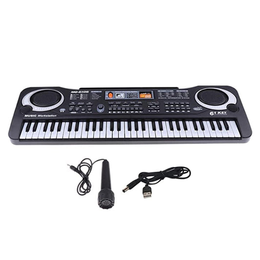 Piano électronique multifonction MQ-6106 à 61 touches pour enfants, jouet musical intelligent, prise européenne.
