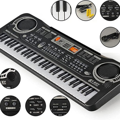 MQ-6106 Piano électronique de simulation multifonction 61 touches pour enfants Jouets musicaux intelligents pour enfants, prise UE, Piano 61 touches MQ-6106