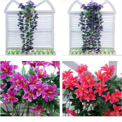 Artificial Flower Wall Hanging Lily Flower Vine Basket Flower Party Decorations