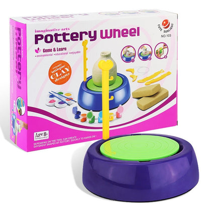 Mini poterie électrique portable de bricolage manuel, artisanat d'art pour enfants, cadeaux de Noël, poterie manuelle de bricolage