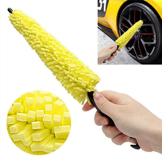 Brosse de lavage de pneus de voiture universelle, brosse de nettoyage de roues de véhicule à poignée en plastique, éponge de lavage de jantes de voiture