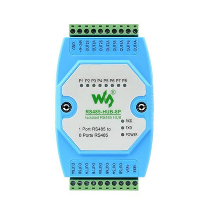 Waveshare RS485-HUB-8P Industrial-grade Isolated 8-ch RS485 Hub, Rail-mount Support, Wide Baud Rate Range