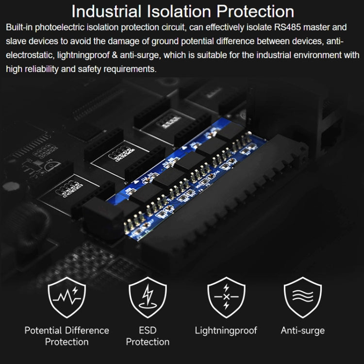 Waveshare RS485-HUB-8P Industrial-grade Isolated 8-ch RS485 Hub, Rail-mount Support, Wide Baud Rate Range