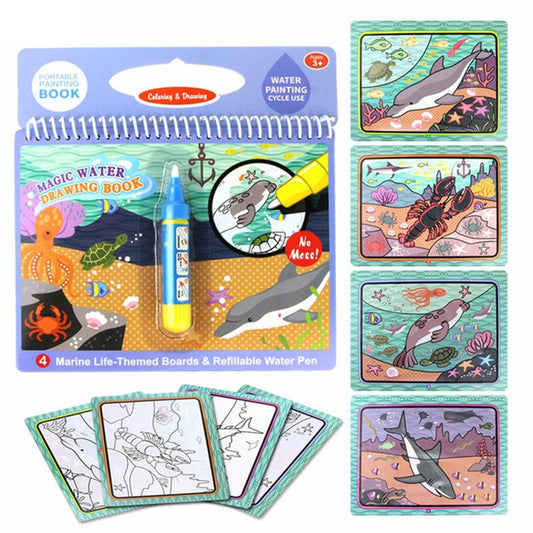 Livre de Dessin à l'Eau, Livre de Coloriage, Planche à Dessin et à Peindre avec Stylo Magique pour Enfants, Jouet, Cadeau d'Anniversaire