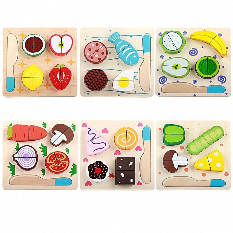 Children Wooden Cutting Fruits and Vegetables Educational Toys Kitchen Pretend Game Cooking Educational Toys, Pastry, Pea, Fish, Strawberry, Carrot
