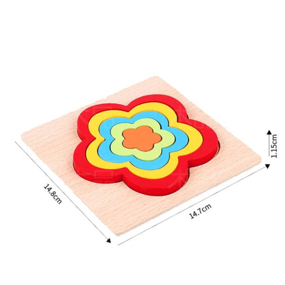 DIY Creative 3D Wooden Puzzle Geometry Shape Puzzle Children Educational Toys, Flower, Square, Oval, Polygon, Quadrilateral, Gear Shape, Round, Hexagon, Triangle, Pentagram