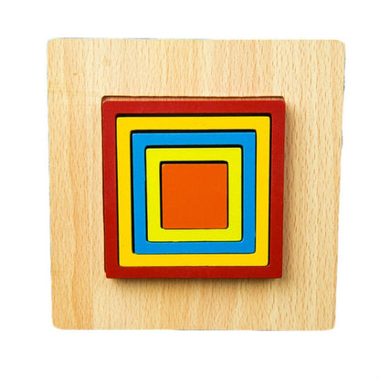 DIY Creative 3D Wooden Puzzle Geometry Shape Puzzle Children Educational Toys, Flower, Square, Oval, Polygon, Quadrilateral, Gear Shape, Round, Hexagon, Triangle, Pentagram